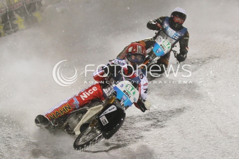  26.01.2013 SANOK ZUZEL NA LODZIE<br />FINAL DRUZYNOWYCH MISTRZOSTW SWIATA W ZUZLU NA LODZIE 2013<br />FIM TEAM ICE SPEEDWAY GLADIATORS WORLD CHAMPIONSHIP<br />N/Z RACE NUMBER 42 ANTTI AAKKO ( FINLAND ) GRZEGORZ KNAPP ( POLAND )  