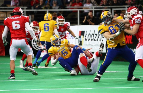  02.02.2013 FUTBOL AMERYKANSKI MECZ REPREZENTACJA POLSKA - SZWECJA  N/Z  ROBERT ROSOLEK KAMIL RUTA ANDERS HERMODSSON LARS BJORKMAN  