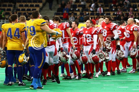  02.02.2013 FUTBOL AMERYKANSKI MECZ REPREZENTACJA POLSKA - SZWECJA  N/Z MARCIN BLUMA KAROL MOGIELNICKI WITOLD WOJNOWSKI KRZYSZTOF WYDROWSKI   