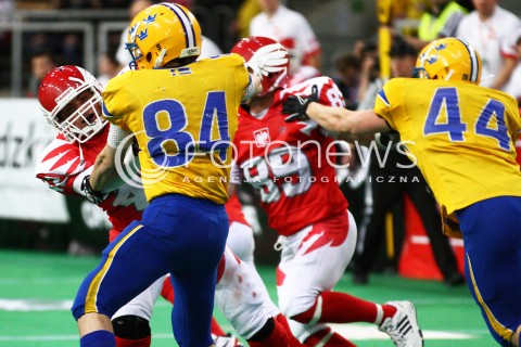  02.02.2013 FUTBOL AMERYKANSKI MECZ REPREZENTACJA POLSKA - SZWECJA  N/Z  DAMIEN SCANELLA MARTIN KWARNMARK LUKASZ OMELANCZUK  