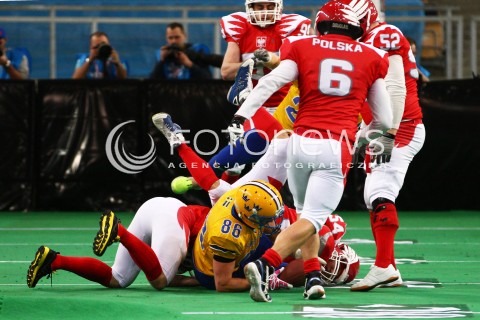  02.02.2013 FUTBOL AMERYKANSKI MECZ REPREZENTACJA POLSKA - SZWECJA N/Z   KAMIL RUTA JOHAN STAHL MATEUSZ RUTA  