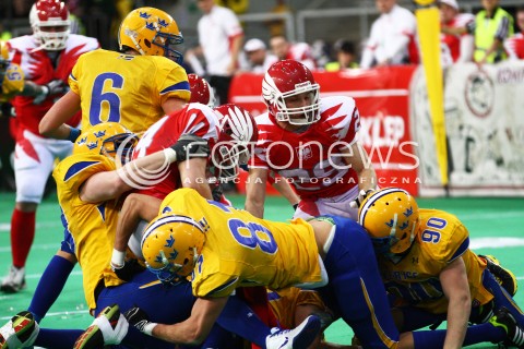  02.02.2013 FUTBOL AMERYKANSKI MECZ REPREZENTACJA POLSKA - SZWECJA  N/Z  EMANUEL HASSELBERG JAKUB MURASZKO OLOF FLEMSTROM GRZEGORZ MAZUR FREDRIK ISAKSSON  