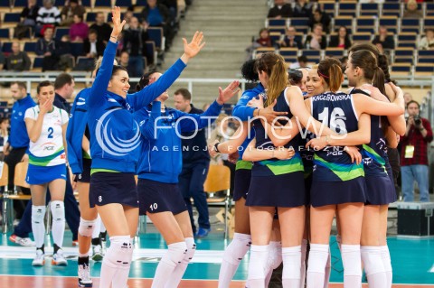  04.02.2013 ORLEN LIGA SIATKOWKA KOBIET ORGANIKA BUDOWLANI LODZ ATOM TREFL SOPOT N/Z  RADOSC KLAUDIA KACZOROWSKA JULIJA SHELUKHINA ANITA KWIATKOWSKA  