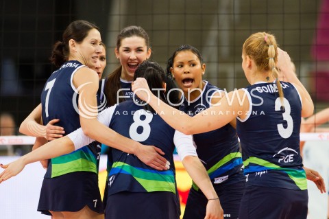  04.02.2013 ORLEN LIGA SIATKOWKA KOBIET ORGANIKA BUDOWLANI LODZ ATOM TREFL SOPOT N/Z  JULIJA SHELUKHINA DOROTA WILK JUSTYNA LUKASIK NORIS CABRERA ERIKA KIKI COIMBRA 