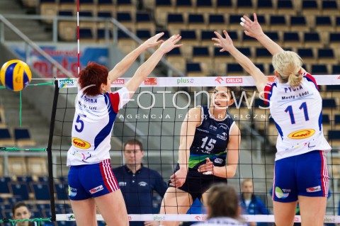  04.02.2013 ORLEN LIGA SIATKOWKA KOBIET ORGANIKA BUDOWLANI LODZ ATOM TREFL SOPOT N/Z  DOROTA SCIURKA SYLWIA PYCIA RACHEL ROURKE  