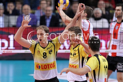  10.02.2013 RZESZOW SIATKOWKA PLUS LIGA 2012/2013 MEN VOLLEYBALL POLAND POLISH PLUSLIGA LEAGUE SEASON 2012/2013 MECZ ASSECO RESOVIA RZESZOW - LOTOS TREFL GDANSK N/Z MICHAL KACZMAREK MATTI HIETANEN PATRYK SZCZUREK RADOSC  