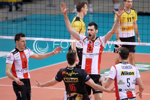  10.02.2013 RZESZOW SIATKOWKA PLUS LIGA 2012/2013 MEN VOLLEYBALL POLAND POLISH PLUSLIGA LEAGUE SEASON 2012/2013 MECZ ASSECO RESOVIA RZESZOW - LOTOS TREFL GDANSK N/Z GRZEGORZ KOSOK ALEH ACHREM OLIEG AKHREM RADOSC  