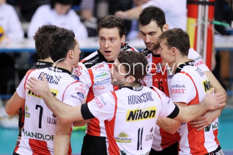  10.02.2013 RZESZOW SIATKOWKA PLUS LIGA 2012/2013 MEN VOLLEYBALL POLAND POLISH PLUSLIGA LEAGUE SEASON 2012/2013 MECZ ASSECO RESOVIA RZESZOW - LOTOS TREFL GDANSK N/Z JOCHEN SCHOPS GRZEGORZ KOSOK RADOSC  
