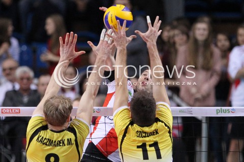  10.02.2013 RZESZOW SIATKOWKA PLUS LIGA 2012/2013 MEN VOLLEYBALL POLAND POLISH PLUSLIGA LEAGUE SEASON 2012/2013 MECZ ASSECO RESOVIA RZESZOW - LOTOS TREFL GDANSK N/Z NIKOLA KOVACEVIC MICHAL KACZMAREK PATRYK SZCZUREK  
