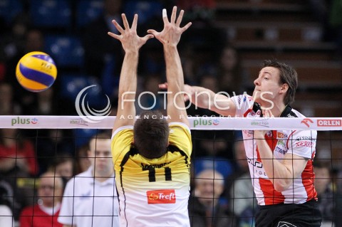  10.02.2013 RZESZOW SIATKOWKA PLUS LIGA 2012/2013 MEN VOLLEYBALL POLAND POLISH PLUSLIGA LEAGUE SEASON 2012/2013 MECZ ASSECO RESOVIA RZESZOW - LOTOS TREFL GDANSK N/Z JOCHEN SCHOPS PATRYK SZCZUREK  