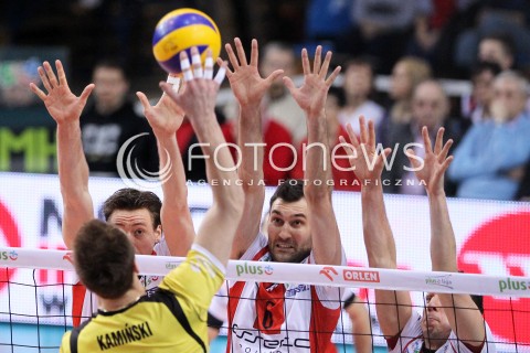  10.02.2013 RZESZOW SIATKOWKA PLUS LIGA 2012/2013 MEN VOLLEYBALL POLAND POLISH PLUSLIGA LEAGUE SEASON 2012/2013 MECZ ASSECO RESOVIA RZESZOW - LOTOS TREFL GDANSK N/Z JOCHEN SCHOPS GRZEGORZ KOSOK ALEH ACHREM OLIEG AKHREM MICHAL KAMINSKI  