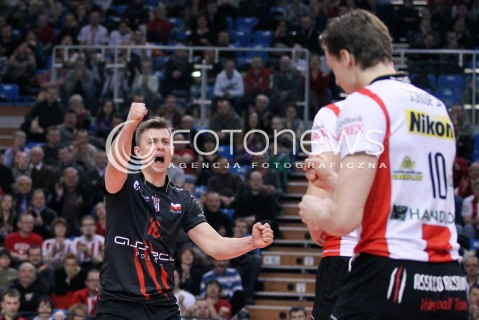  10.02.2013 RZESZOW SIATKOWKA PLUS LIGA 2012/2013 MEN VOLLEYBALL POLAND POLISH PLUSLIGA LEAGUE SEASON 2012/2013 MECZ ASSECO RESOVIA RZESZOW - LOTOS TREFL GDANSK N/Z KRZYSZTOF IGNACZAK RADOSC  