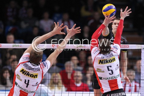  17.02.2013 RZESZOW SIATKOWKA PLUS LIGA 2012/2013 MEN VOLLEYBALL POLAND POLISH PLUSLIGA LEAGUE SEASON 2012/2013 MECZ ASSECO RESOVIA RZESZOW - PGE SKRA BELCHATOW N/Z MARIUSZ WLAZLY LUKAS TICHACEK PIOTR NOWAKOWSKI  