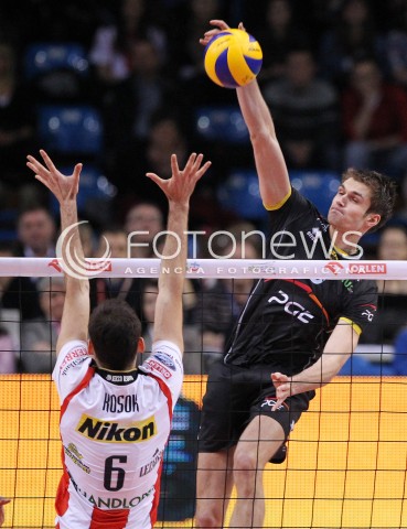  17.02.2013 RZESZOW SIATKOWKA PLUS LIGA 2012/2013 MEN VOLLEYBALL POLAND POLISH PLUSLIGA LEAGUE SEASON 2012/2013 MECZ ASSECO RESOVIA RZESZOW - PGE SKRA BELCHATOW N/Z KAROL KLOS GRZEGORZ KOSOK  