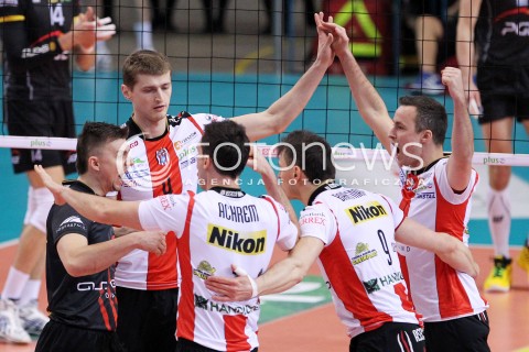  17.02.2013 RZESZOW SIATKOWKA PLUS LIGA 2012/2013 MEN VOLLEYBALL POLAND POLISH PLUSLIGA LEAGUE SEASON 2012/2013 MECZ ASSECO RESOVIA RZESZOW - PGE SKRA BELCHATOW N/Z PIOTR NOWAKOWSKI MACIEJ DOBROWOLSKI KRZYSZTOF IGNACZAK RADOSC  
