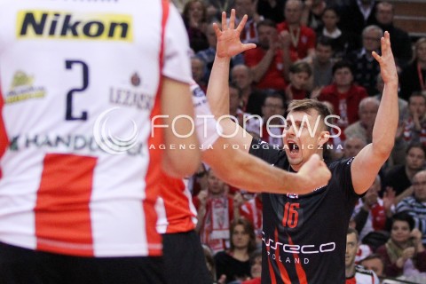  17.02.2013 RZESZOW SIATKOWKA PLUS LIGA 2012/2013 MEN VOLLEYBALL POLAND POLISH PLUSLIGA LEAGUE SEASON 2012/2013 MECZ ASSECO RESOVIA RZESZOW - PGE SKRA BELCHATOW N/Z KRZYSZTOF IGNACZAK RADOSC  