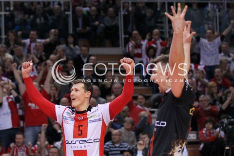  17.02.2013 RZESZOW SIATKOWKA PLUS LIGA 2012/2013 MEN VOLLEYBALL POLAND POLISH PLUSLIGA LEAGUE SEASON 2012/2013 MECZ ASSECO RESOVIA RZESZOW - PGE SKRA BELCHATOW N/Z LUKAS TICHACEK KRZYSZTOF IGNACZAK RADOSC  