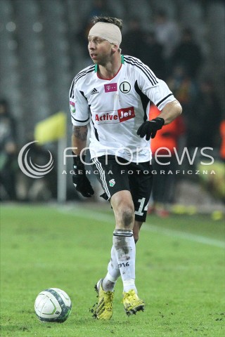  23.02.2013 KIELCE PILKA NOZNA POLSKA T-MOBILE EKSTRAKLASA SEZON 2012/2013 FOOTBALL POLISH EKSTRAKLASA SEASON 2012/2013 KORONA KIELCE - LEGIA WARSZAWA N/Z JAKUB WAWRZYNIAK SYLWETKA  