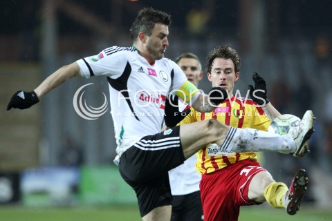  23.02.2013 KIELCE PILKA NOZNA POLSKA T-MOBILE EKSTRAKLASA SEZON 2012/2013 FOOTBALL POLISH EKSTRAKLASA SEASON 2012/2013 KORONA KIELCE - LEGIA WARSZAWA N/Z MICHAL ZEWLAKOW ARTUR LENARTOWSKI  