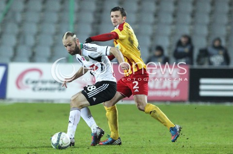  23.02.2013 KIELCE PILKA NOZNA POLSKA T-MOBILE EKSTRAKLASA SEZON 2012/2013 FOOTBALL POLISH EKSTRAKLASA SEASON 2012/2013 KORONA KIELCE - LEGIA WARSZAWA N/Z DANIJEL LJUBOJA TADAS KIJANSKAS  