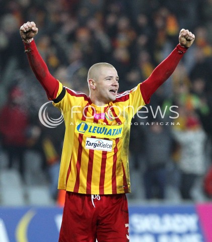  23.02.2013 KIELCE PILKA NOZNA POLSKA T-MOBILE EKSTRAKLASA SEZON 2012/2013 FOOTBALL POLISH EKSTRAKLASA SEASON 2012/2013 KORONA KIELCE - LEGIA WARSZAWA N/Z KAMIL KUZERA RADOSC  