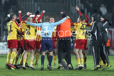  23.02.2013 KIELCE PILKA NOZNA POLSKA T-MOBILE EKSTRAKLASA SEZON 2012/2013 FOOTBALL POLISH EKSTRAKLASA SEASON 2012/2013 KORONA KIELCE - LEGIA WARSZAWA N/Z KORONA KIELCE RADOSC WYGRANA  
