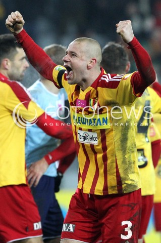  23.02.2013 KIELCE PILKA NOZNA POLSKA T-MOBILE EKSTRAKLASA SEZON 2012/2013 FOOTBALL POLISH EKSTRAKLASA SEASON 2012/2013 KORONA KIELCE - LEGIA WARSZAWA N/Z KAMIL KUZERA RADOSC  
