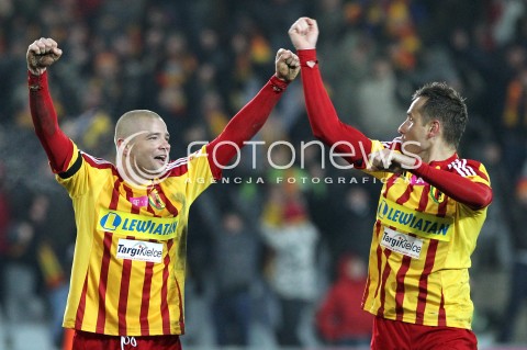  23.02.2013 KIELCE PILKA NOZNA POLSKA T-MOBILE EKSTRAKLASA SEZON 2012/2013 FOOTBALL POLISH EKSTRAKLASA SEASON 2012/2013 KORONA KIELCE - LEGIA WARSZAWA N/Z KAMIL KUZERA PAWEL GOLANSKI RADOSC  