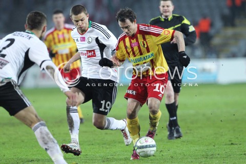  23.02.2013 KIELCE PILKA NOZNA POLSKA T-MOBILE EKSTRAKLASA SEZON 2012/2013 FOOTBALL POLISH EKSTRAKLASA SEASON 2012/2013 KORONA KIELCE - LEGIA WARSZAWA N/Z MICHAL JANOTA BARTOSZ BERESZYNSKI  