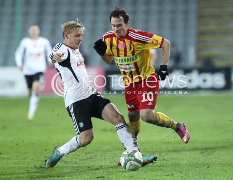  23.02.2013 KIELCE PILKA NOZNA POLSKA T-MOBILE EKSTRAKLASA SEZON 2012/2013 FOOTBALL POLISH EKSTRAKLASA SEASON 2012/2013 KORONA KIELCE - LEGIA WARSZAWA N/Z MICHAL JANOTA DANIEL LUKASIK  