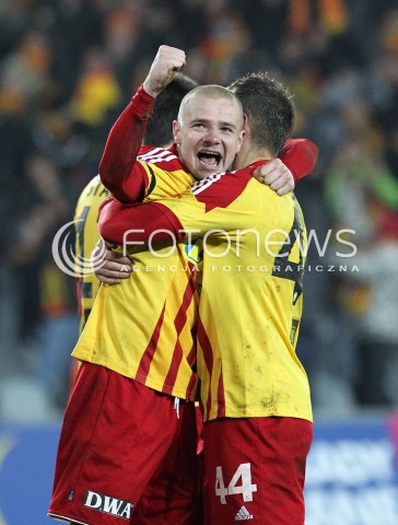  23.02.2013 KIELCE PILKA NOZNA POLSKA T-MOBILE EKSTRAKLASA SEZON 2012/2013 FOOTBALL POLISH EKSTRAKLASA SEASON 2012/2013 KORONA KIELCE - LEGIA WARSZAWA N/Z KAMIL KUZERA PAWEL GOLANSKI RADOSC  
