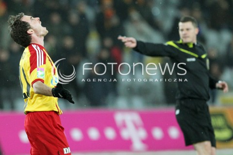  23.02.2013 KIELCE PILKA NOZNA POLSKA T-MOBILE EKSTRAKLASA SEZON 2012/2013 FOOTBALL POLISH EKSTRAKLASA SEASON 2012/2013 KORONA KIELCE - LEGIA WARSZAWA N/Z MICHAL JANOTA ZLOSC  