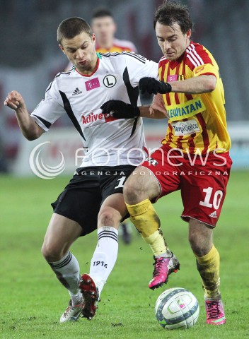 23.02.2013 KIELCE PILKA NOZNA POLSKA T-MOBILE EKSTRAKLASA SEZON 2012/2013 FOOTBALL POLISH EKSTRAKLASA SEASON 2012/2013 KORONA KIELCE - LEGIA WARSZAWA N/Z MICHAL JANOTA BARTOSZ BERESZYNSKI  