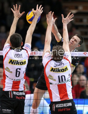  04.03.2013 RZESZOW SIATKOWKA PLUS LIGA 2012/2013 MEN VOLLEYBALL POLAND POLISH PLUSLIGA LEAGUE SEASON 2012/2013 MECZ ASSECO RESOVIA RZESZOW - PGE SKRA BELCHATOW N/Z MARIUSZ WLAZLY GRZEGORZ KOSOK JOCHEN SCHOPS  