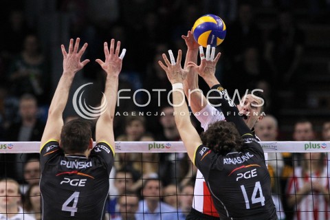  04.03.2013 RZESZOW SIATKOWKA PLUS LIGA 2012/2013 MEN VOLLEYBALL POLAND POLISH PLUSLIGA LEAGUE SEASON 2012/2013 MECZ ASSECO RESOVIA RZESZOW - PGE SKRA BELCHATOW N/Z ALEH ACHREM OLIEG AKHREM DANIEL PLINSKI ALEKSANDAR ATANASIJEVIC  