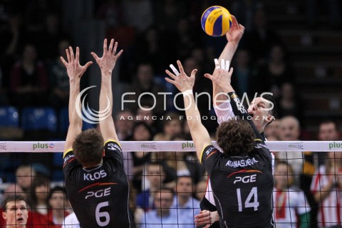  04.03.2013 RZESZOW SIATKOWKA PLUS LIGA 2012/2013 MEN VOLLEYBALL POLAND POLISH PLUSLIGA LEAGUE SEASON 2012/2013 MECZ ASSECO RESOVIA RZESZOW - PGE SKRA BELCHATOW N/Z ALEH ACHREM OLIEG AKHREM ALEKSANDAR ATANASIJEVIC KAROL KLOS  