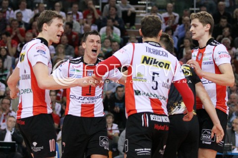  04.03.2013 RZESZOW SIATKOWKA PLUS LIGA 2012/2013 MEN VOLLEYBALL POLAND POLISH PLUSLIGA LEAGUE SEASON 2012/2013 MECZ ASSECO RESOVIA RZESZOW - PGE SKRA BELCHATOW N/Z ALEH ACHREM OLIEG AKHREM JOCHEN SCHOPS LUKAS TICHACEK RADOSC PIOTR NOWAKOWSKI  