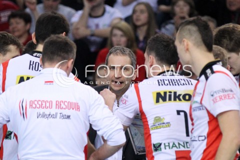  04.03.2013 RZESZOW SIATKOWKA PLUS LIGA 2012/2013 MEN VOLLEYBALL POLAND POLISH PLUSLIGA LEAGUE SEASON 2012/2013 MECZ ASSECO RESOVIA RZESZOW - PGE SKRA BELCHATOW N/Z ANDRZEJ KOWAL TRENER ( HEAD COACH )  