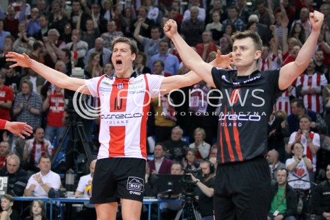  04.03.2013 RZESZOW SIATKOWKA PLUS LIGA 2012/2013 MEN VOLLEYBALL POLAND POLISH PLUSLIGA LEAGUE SEASON 2012/2013 MECZ ASSECO RESOVIA RZESZOW - PGE SKRA BELCHATOW N/Z JOCHEN SCHOPS KRZYSZTOF IGNACZAK RADOSC  