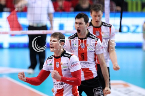  04.03.2013 RZESZOW SIATKOWKA PLUS LIGA 2012/2013 MEN VOLLEYBALL POLAND POLISH PLUSLIGA LEAGUE SEASON 2012/2013 MECZ ASSECO RESOVIA RZESZOW - PGE SKRA BELCHATOW N/Z LUKAS TICHACEK GRZEGORZ KOSOK JOCHEN SCHOPS RADOSC  