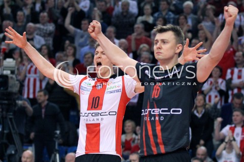  04.03.2013 RZESZOW SIATKOWKA PLUS LIGA 2012/2013 MEN VOLLEYBALL POLAND POLISH PLUSLIGA LEAGUE SEASON 2012/2013 MECZ ASSECO RESOVIA RZESZOW - PGE SKRA BELCHATOW N/Z JOCHEN SCHOPS KRZYSZTOF IGNACZAK RADOSC  