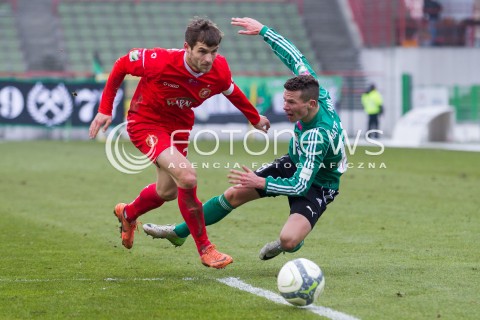  09.03.2013 BELCHATOW PILKA NOZNA T-MOBILE EKSTRAKLASA SEZON 2012/2013 FOOTBALL POLISH EKSTRAKLASA SEASON GKS BELCHATOW - WIDZEW LODZ  N/Z LUKASZ BROZ MATEUSZ MAK   