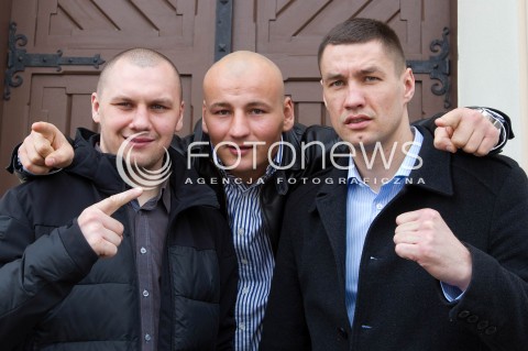  21.03.2013 RZESZOW KONFERENCJA PRASOWA PRZED GALA BOKSU WOJAK BOXING NIGHT KTORA ODBEDZIE SIE W KWIETNIU W RZESZOWIE N/Z ARTUR SZPILKA PAWEL KOLODZIEJ KRZYSZTOF GLOWACKI BOKSER  