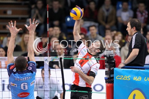  24.03.2013 RZESZOW SIATKOWKA PLUS LIGA 2012/2013 MEN VOLLEYBALL POLAND POLISH PLUSLIGA LEAGUE SEASON 2012/2013 MECZ ASSECO RESOVIA RZESZOW - DELECTA BYDGOSZCZ N/Z NIKOLA KOVACEVIC DAWID KONARSKI SEDZIA  