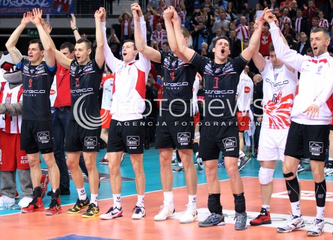  25.03.2013 RZESZOW SIATKOWKA PLUS LIGA 2012/2013 MEN VOLLEYBALL POLAND POLISH PLUSLIGA LEAGUE SEASON 2012/2013 MECZ ASSECO RESOVIA RZESZOW - DELECTA BYDGOSZCZ N/Z LUKASZ PERLOWSKI ALEH ACHREM OLIEG AKHREM ZBIGNIEW BARTMAN RAFAL BUSZEK PAUL LOTMAN KRZYSZTOF IGNACZAK RADOSC WYGRANA FLAA  