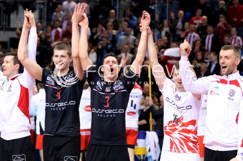  25.03.2013 RZESZOW SIATKOWKA PLUS LIGA 2012/2013 MEN VOLLEYBALL POLAND POLISH PLUSLIGA LEAGUE SEASON 2012/2013 MECZ ASSECO RESOVIA RZESZOW - DELECTA BYDGOSZCZ N/Z PIOTR NOWAKOWSKI ALEH ACHREM OLIEG AKHREM KRZYSZTOF IGNACZAK LUKASZ PERLOWSKI RADOSC WYGRANA  