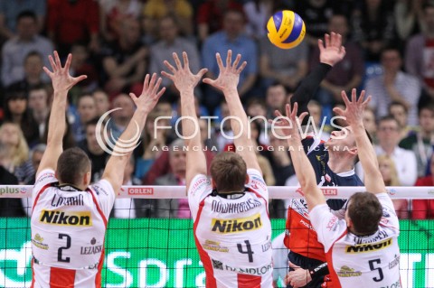  13.04.2013 RZESZOW SIATKOWKA PLUS LIGA 2012/2013 MEN VOLLEYBALL POLAND POLISH PLUSLIGA LEAGUE SEASON 2012/2013 FINAL 3. MECZ ASSECO RESOVIA RZESZOW - ZAKSA KEDZIERZYN KOZLE N/Z MICHAL RUCIAK PAUL LOTMAN PIOTR NOWAKOWSKI LUKAS TICHACEK  