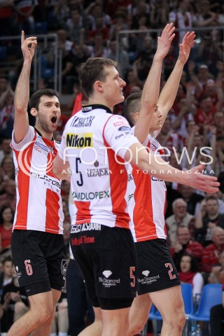  13.04.2013 RZESZOW SIATKOWKA PLUS LIGA 2012/2013 MEN VOLLEYBALL POLAND POLISH PLUSLIGA LEAGUE SEASON 2012/2013 FINAL 3. MECZ ASSECO RESOVIA RZESZOW - ZAKSA KEDZIERZYN KOZLE N/Z GRZEGORZ KOSOK LUKAS TICHACEK PAUL LOTMAN  