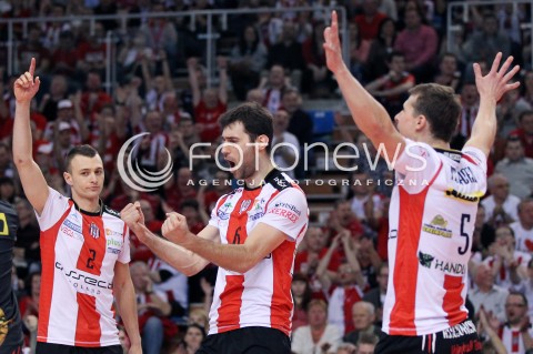  13.04.2013 RZESZOW SIATKOWKA PLUS LIGA 2012/2013 MEN VOLLEYBALL POLAND POLISH PLUSLIGA LEAGUE SEASON 2012/2013 FINAL 3. MECZ ASSECO RESOVIA RZESZOW - ZAKSA KEDZIERZYN KOZLE N/Z PAUL LOTMAN GRZEGORZ KOSOK LUKAS TICHACEK RADOSC  