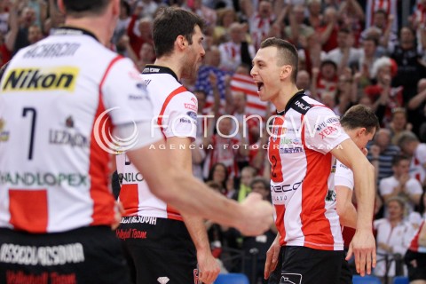  13.04.2013 RZESZOW SIATKOWKA PLUS LIGA 2012/2013 MEN VOLLEYBALL POLAND POLISH PLUSLIGA LEAGUE SEASON 2012/2013 FINAL 3. MECZ ASSECO RESOVIA RZESZOW - ZAKSA KEDZIERZYN KOZLE N/Z RADOSC PAUL LOTMAN GRZEGORZ KOSOK  
